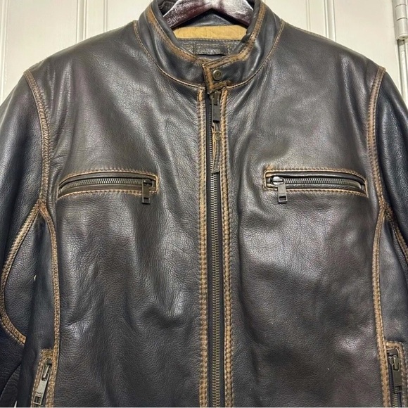 Marc New York Andrew Marc Distressed Heavy Moto genuine leather Jacket. - Picture 4 of 8